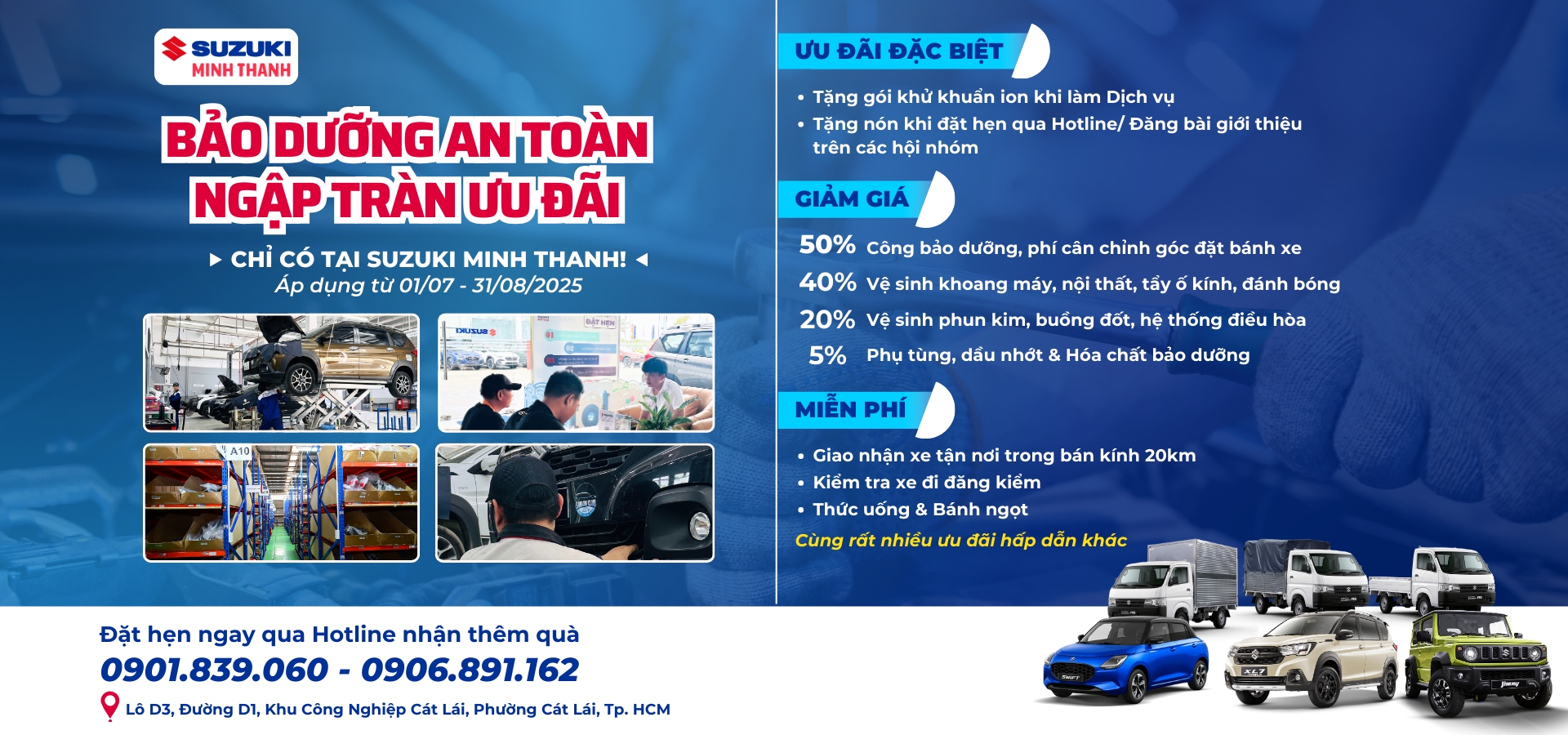 Suzuki Minh Thanh - Bảo dưỡng an toàn ngập tràn ưu đãi tháng 8-2025 1920x900