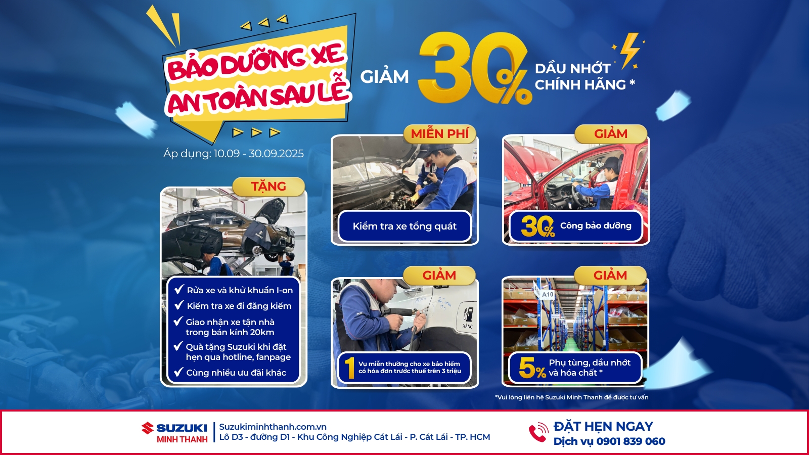 SUZUKI MINH THANH - ƯU ĐÃI BẢO DƯỠNG XE AN TOÀN SAU LỄ THÁNG 9-2025