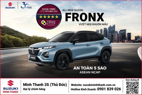Suzuki Fronx Đạt Chuẩn An Toàn 5 Sao ASEAN NCAP, Dẫn Đầu Phân Khúc Về Công Nghệ An Toàn