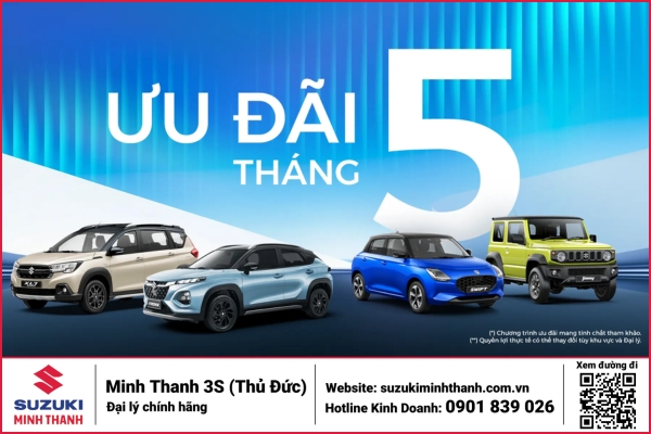 Ưu Đãi Tháng 05-2026: Ưu đãi mở lối, hành trình rộng mở cùng Suzuki Minh Thanh